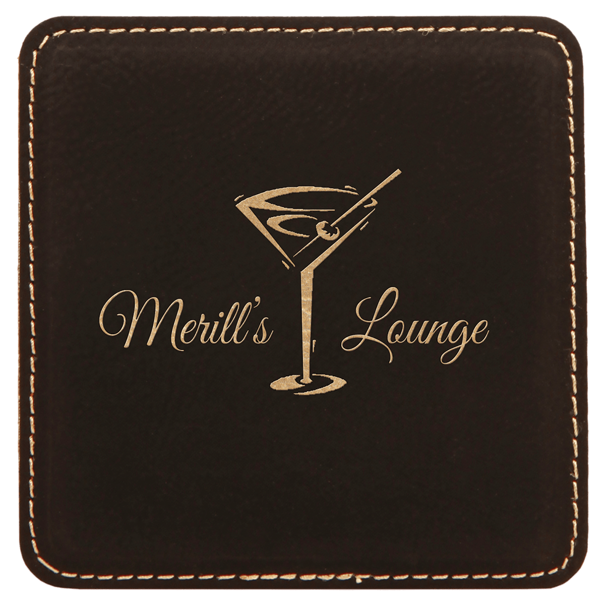 Black/Gold Square Leatherette Coaster