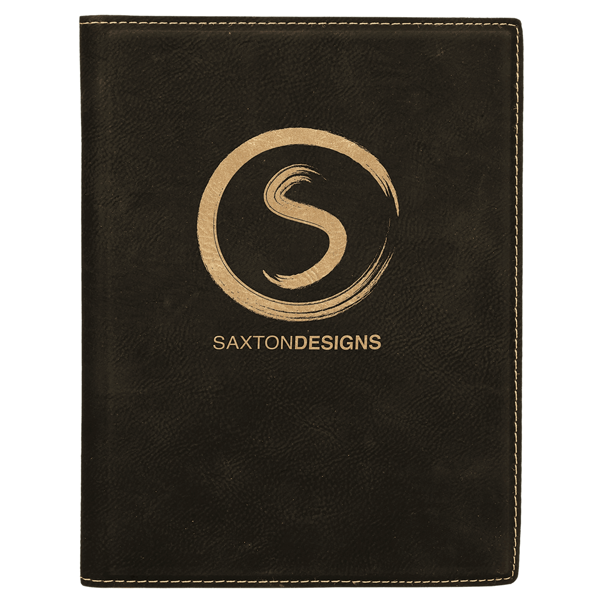 Black/Gold Small Leatherette Portfolio with Notepad