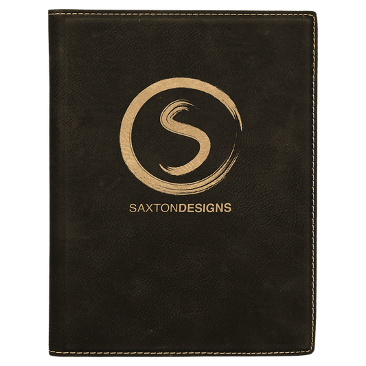 Black/Gold Small Leatherette Portfolio with Notepad