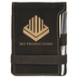 Black/Gold Leatherette Mini Notepad & Pen Set