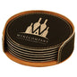 Black/Gold Leatherette Round 6-Coaster Set