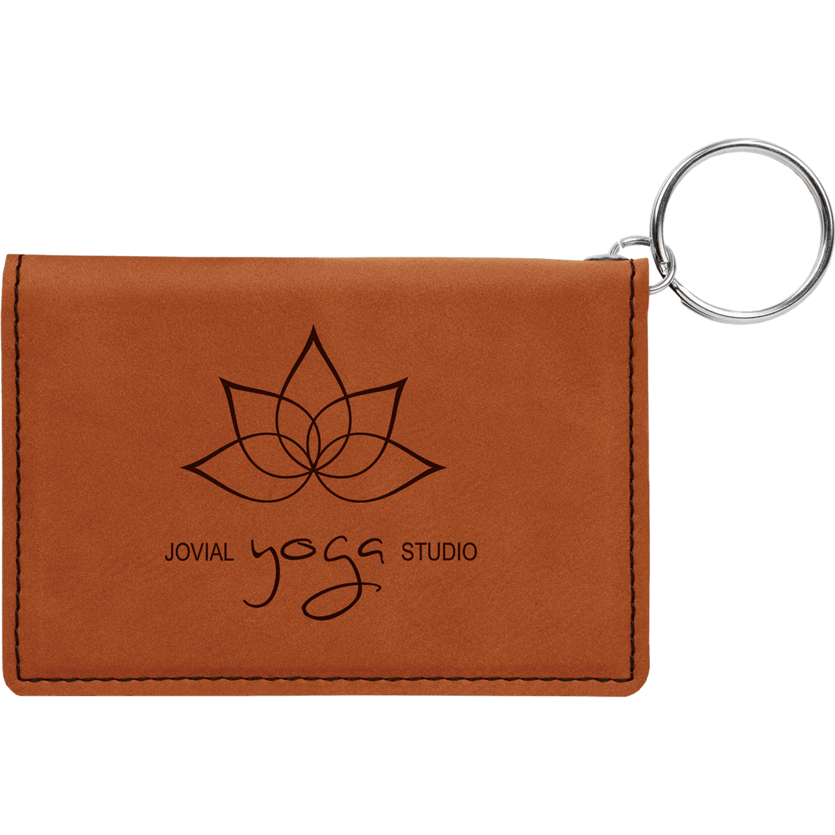 Rawhide Leatherette ID Holder with Keychain