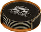 Black/Silver Leatherette Round 6-Coaster Set