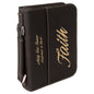 Black/Gold Leatherette Book/Bible Cover with Zipper & Handle