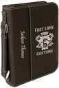 Black/Silver Leatherette Book/Bible Cover with Zipper & Handle