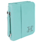 Teal Leatherette Book/Bible Cover with Zipper & Handle