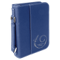 Blue/Silver Leatherette Book/Bible Cover with Zipper & Handle