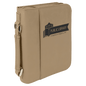 Light Brown Leatherette Book/Bible Cover with Zipper & Handle