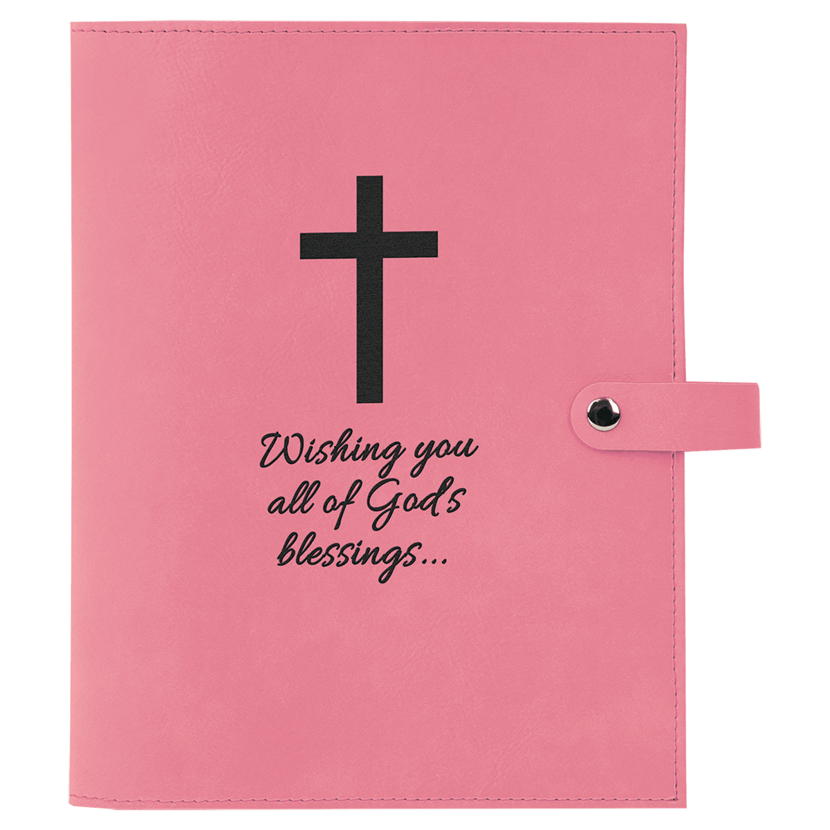 Pink Leatherette Book Cover with Snap Closure