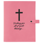 Pink Leatherette Book Cover with Snap Closure