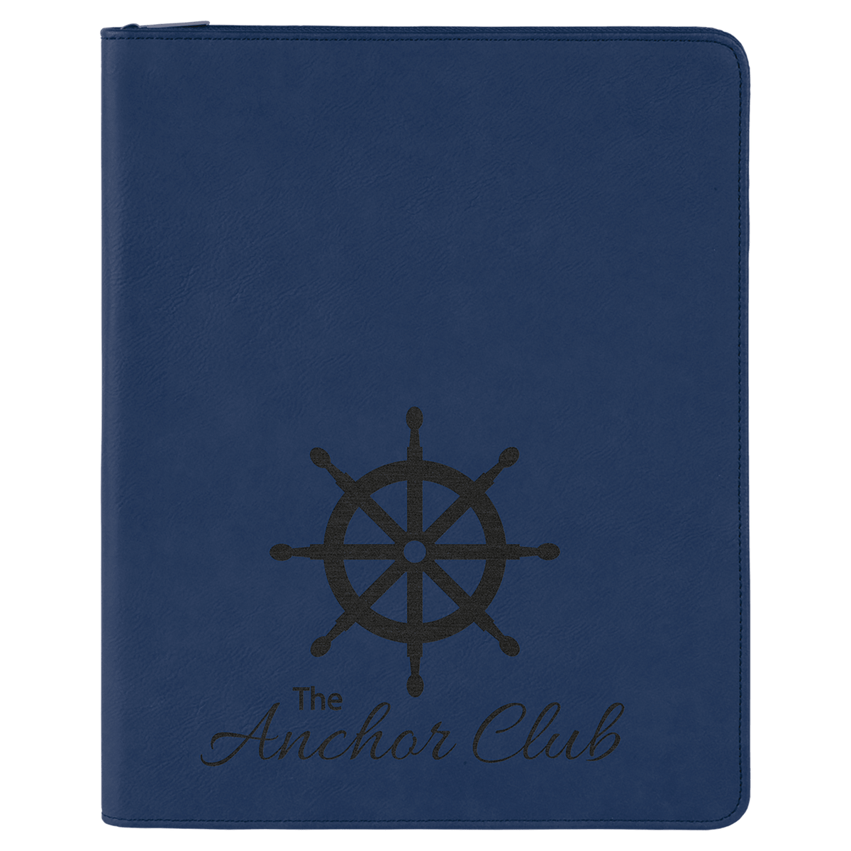 Blue/Black  Leatherette Portfolio with Zipper & Notepad