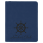 Blue/Black  Leatherette Portfolio with Zipper & Notepad