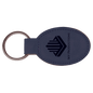 Blue/Black Leatherette Oval Keychain