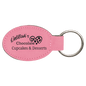 Pink Leatherette Oval Keychain