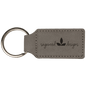 Gray Leatherette Rectangle Keychain