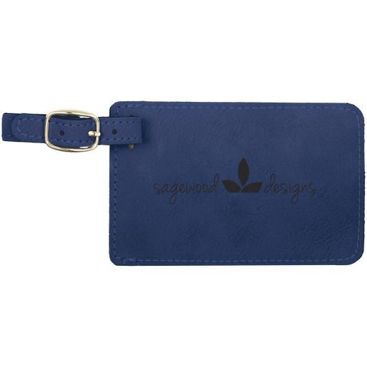 Blue/Black Leatherette Luggage Tag