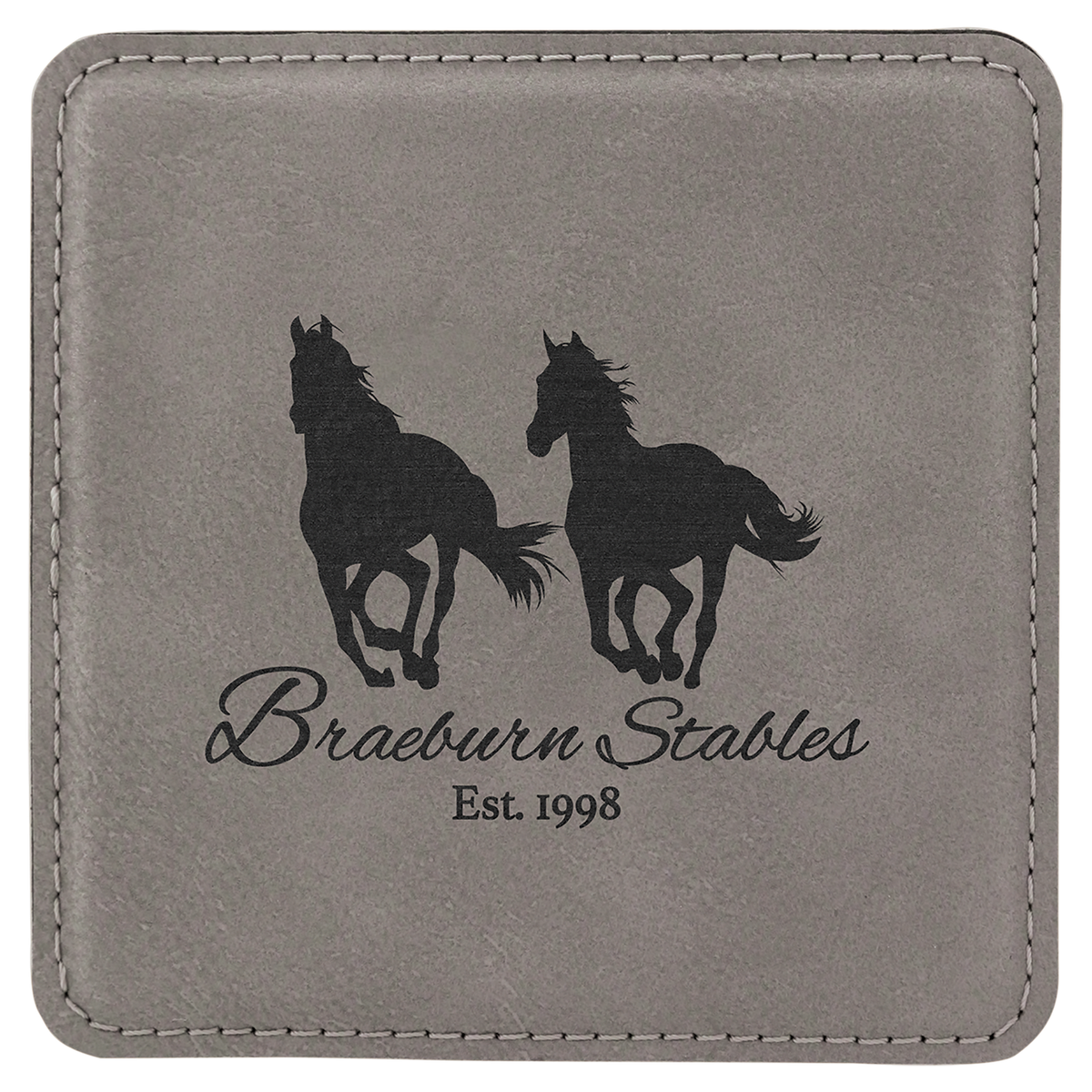Gray Square Leatherette Coaster