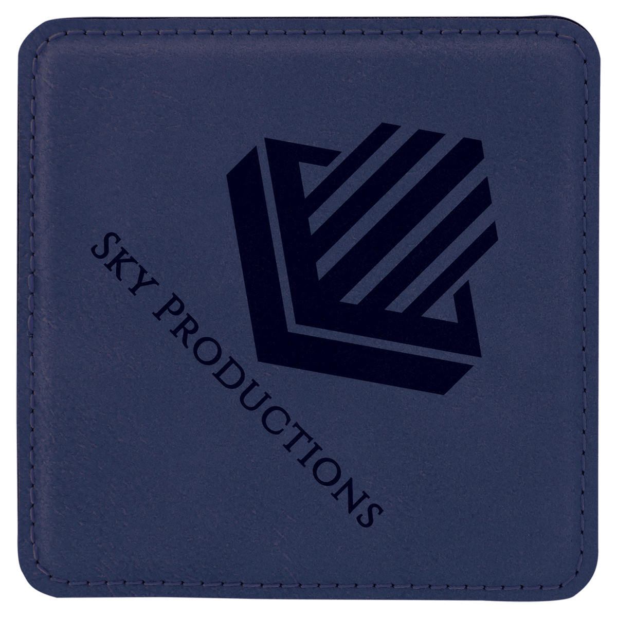 Blue/Black Square Leatherette Coaster