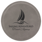 Gray Round Leatherette Coaster