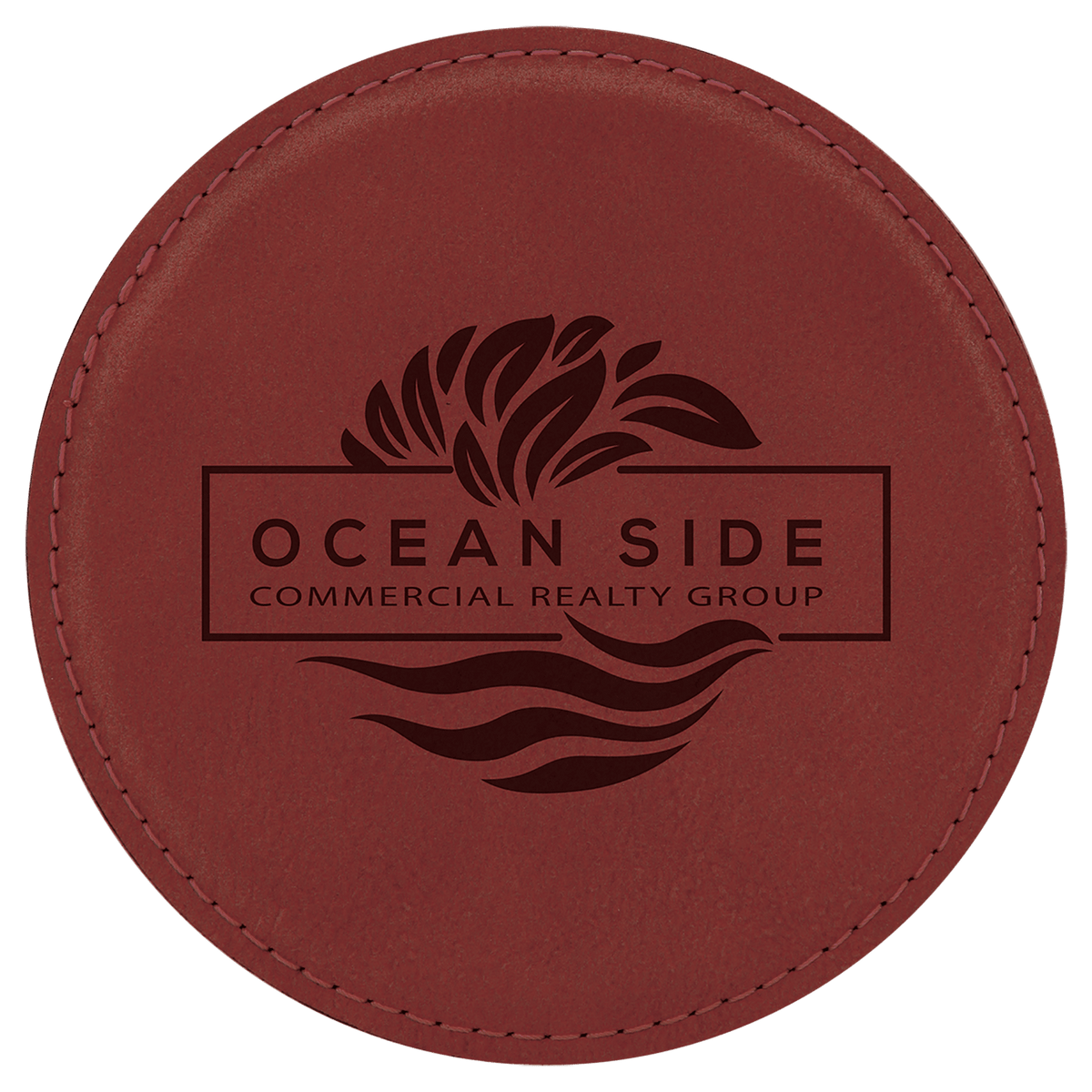 Rose' Round Leatherette Coaster