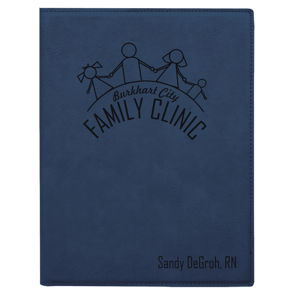 Blue/Black Small Leatherette Portfolio with Notepad