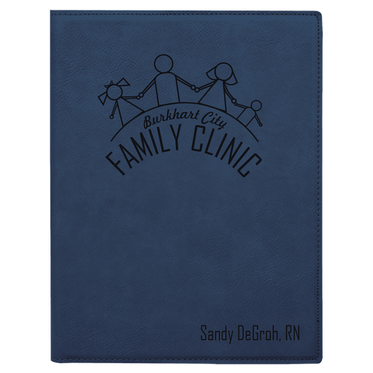 Blue/Black Small Leatherette Portfolio with Notepad