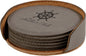 Gray Leatherette Round 6-Coaster Set