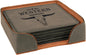 Gray Leatherette Square 6-Coaster Set