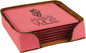 Pink Leatherette Square 6-Coaster Set