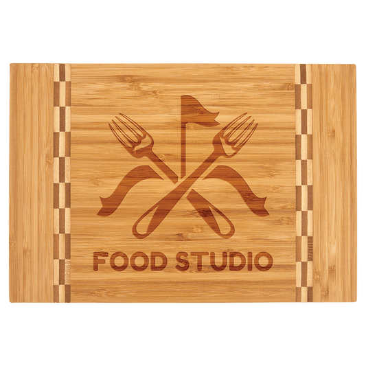Small Bamboo Cutting Board with Butcher Block Inlay
