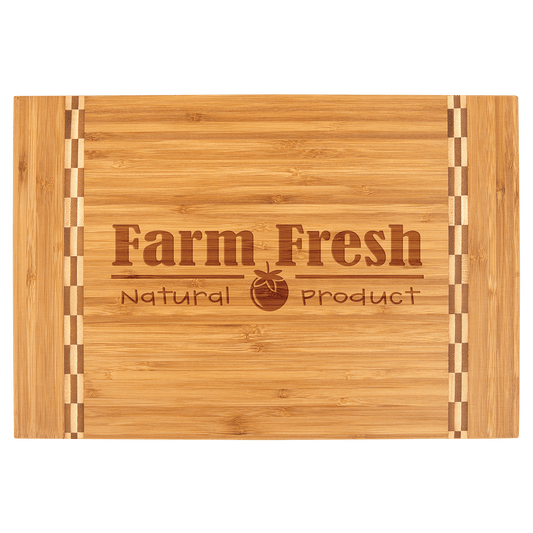 Medium Bamboo Cutting Board with Butcher Block Inlay