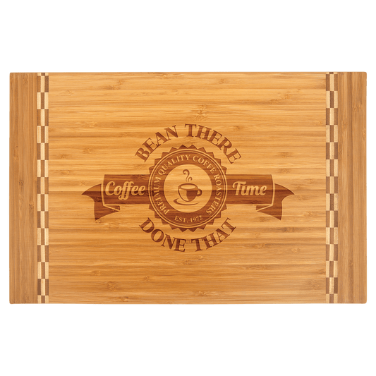 Large Bamboo Cutting Board with Butcher Block Inlay