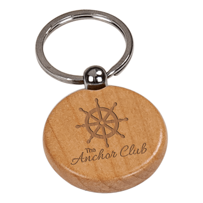 Maple Finish Round Keychain
