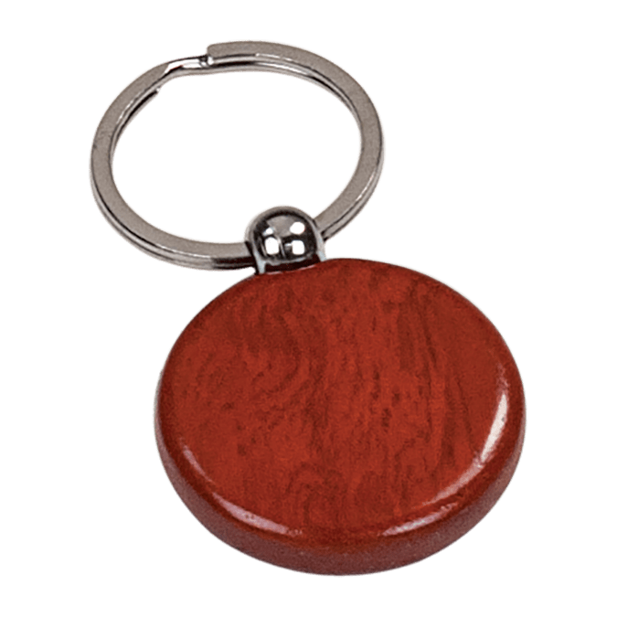 Rosewood Finish Round Keychain