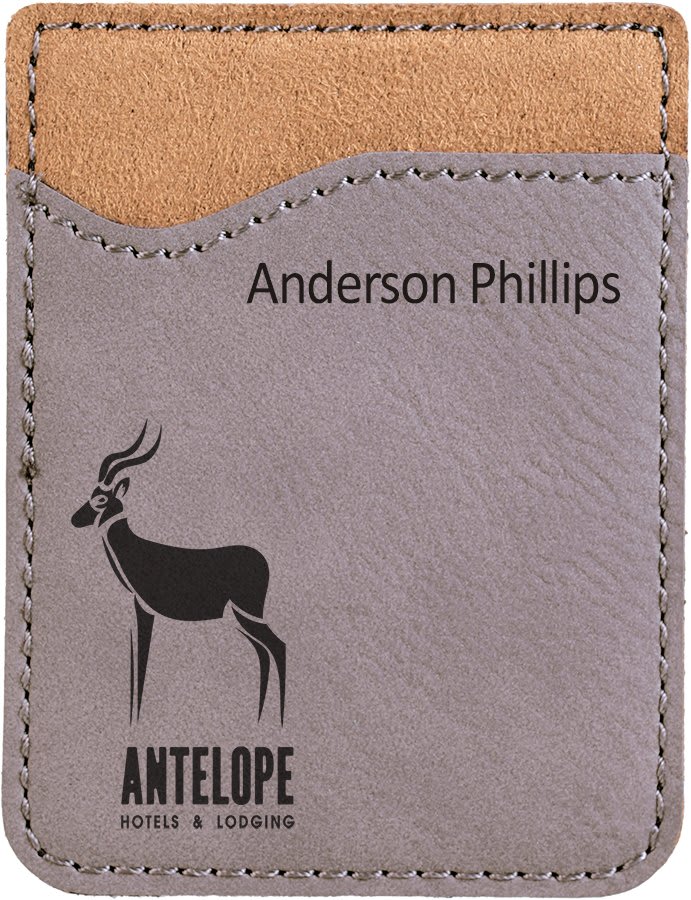 Gray Laserable Leatherette Phone Wallet