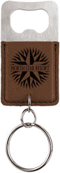 Dark Brown Leatherette Rectangle Bottle Opener Keychain