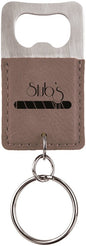 Gray Leatherette Rectangle Bottle Opener Keychain