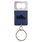 Blue/Black Leatherette Rectangle Bottle Opener Keychain