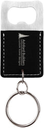 Black/Silver Leatherette Rectangle Bottle Opener Keychain