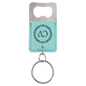 Teal Leatherette Rectangle Bottle Opener Keychain