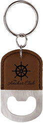 Dark Brown Leatherette Oval Bottle Opener Keychain