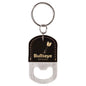 Black/Gold Leatherette Oval Bottle Opener Keychain