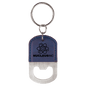 Blue/Black Leatherette Oval Bottle Opener Keychain