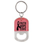 Pink Leatherette Oval Bottle Opener Keychain