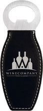 Black/Silver Leatherette Magnetic Bottle Opener