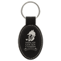 Black/Silver Leatherette Oval Keychain