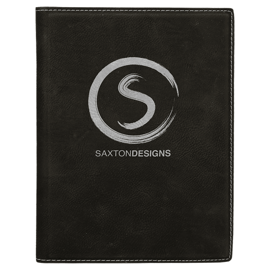 Black/Silver Small Leatherette Portfolio with Notepad