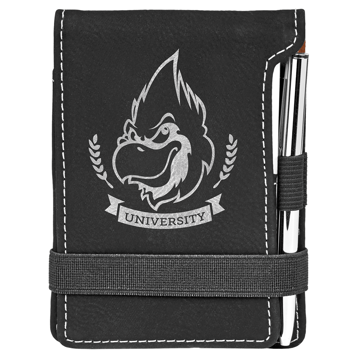 Black/Silver Leatherette Mini Notepad & Pen Set