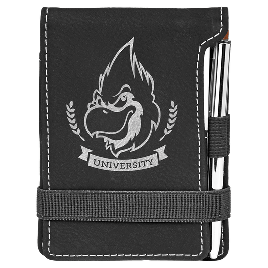 Black/Silver Leatherette Mini Notepad & Pen Set