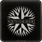 Black/Silver Square Leatherette Coaster